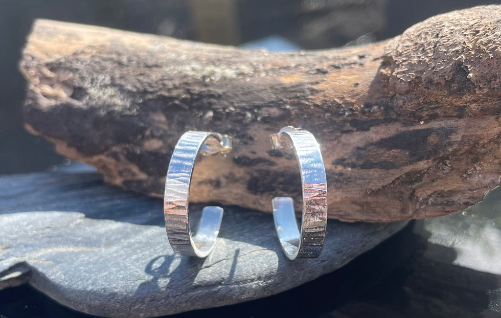 Silver lined hoop earrings