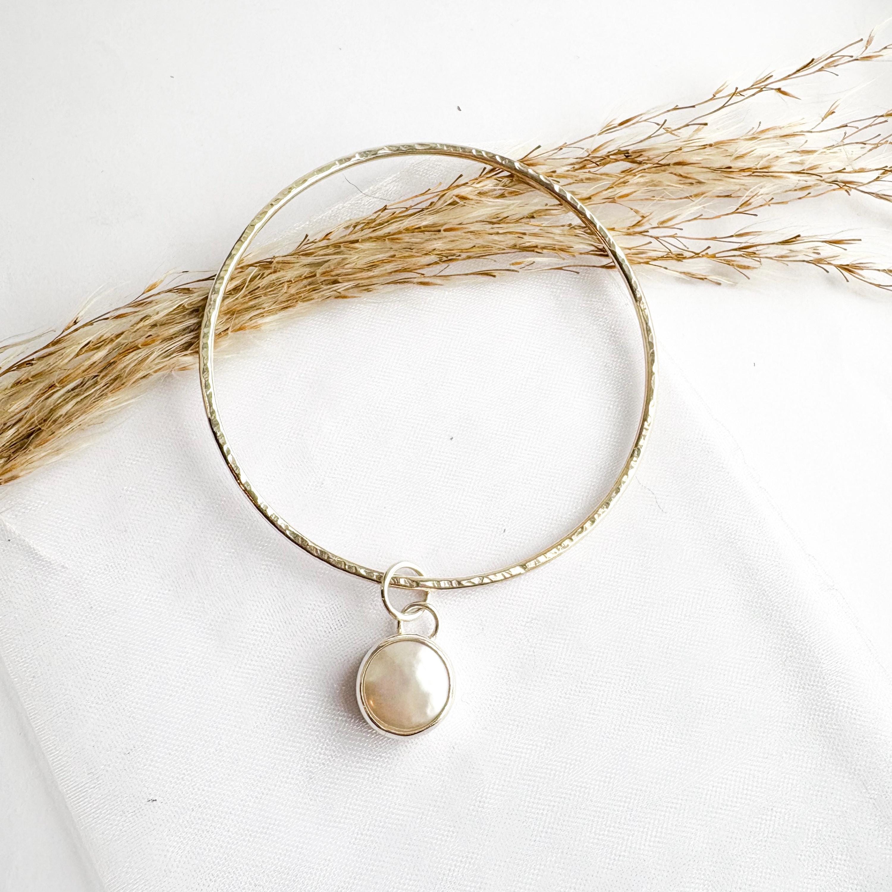 Sterling silver bangle | Freshwater pearl bangle | handmade bangle | sterling silver bangle | 925 sterling silver | gifts for her