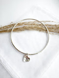 Sterling silver bangle | Silver bangle with heart charm | hammered bangle | 925 sterling silver | handmade bangle | gifts for her