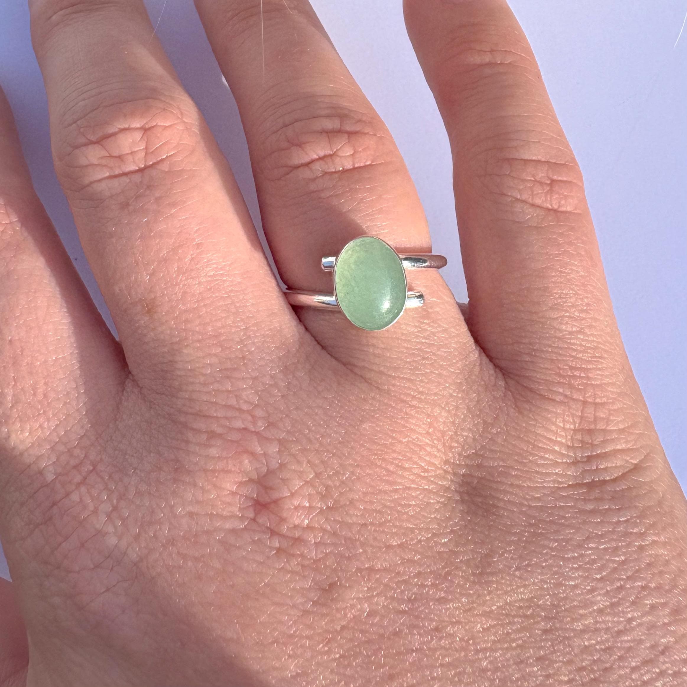 Green aventurine adjustable ring