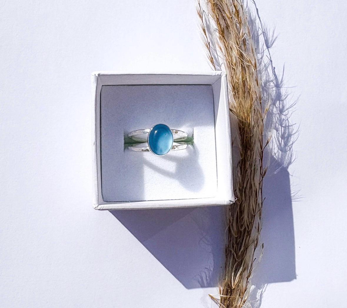 Sterling silver ring | handmade silver ring | Blue chalcedony ring | birthstone ring | double band ring | 925 sterling silver