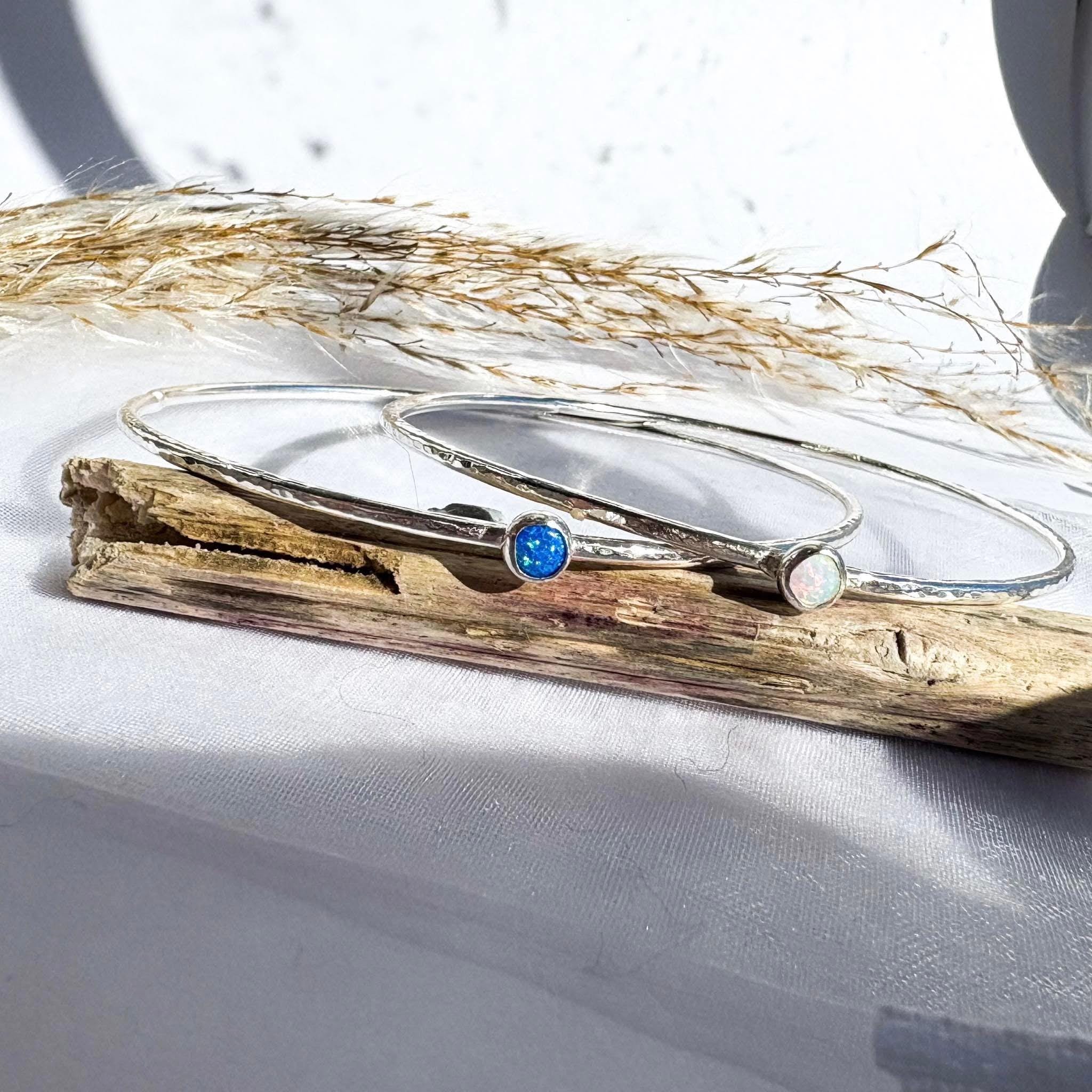 Sterling silver bangle | White opal bangle | 925 sterling silver | opal jewellery | gifts for her | silver jewellery | handmade jewellery