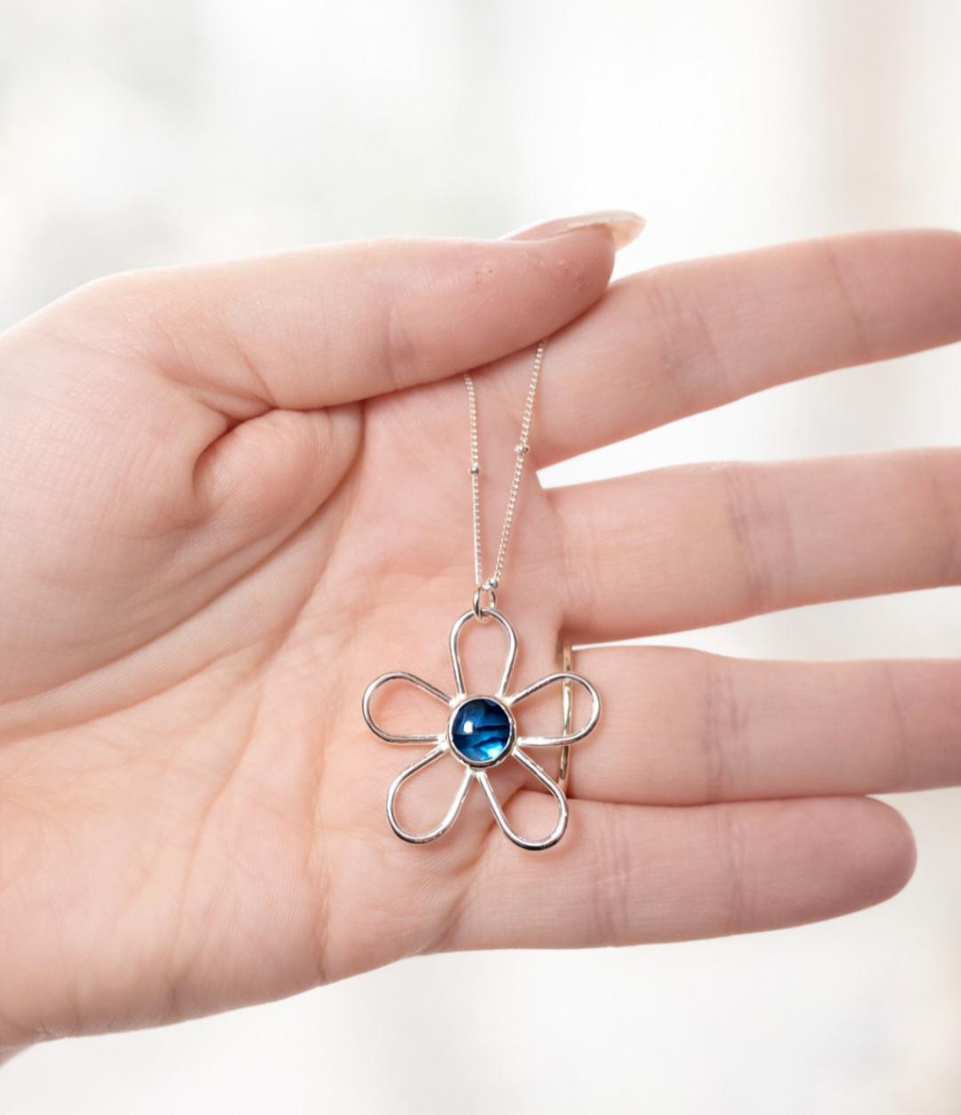 Paua shell necklace | Abalone shell necklace | sterling silver necklace | silver daisy necklace | 925 silver necklace