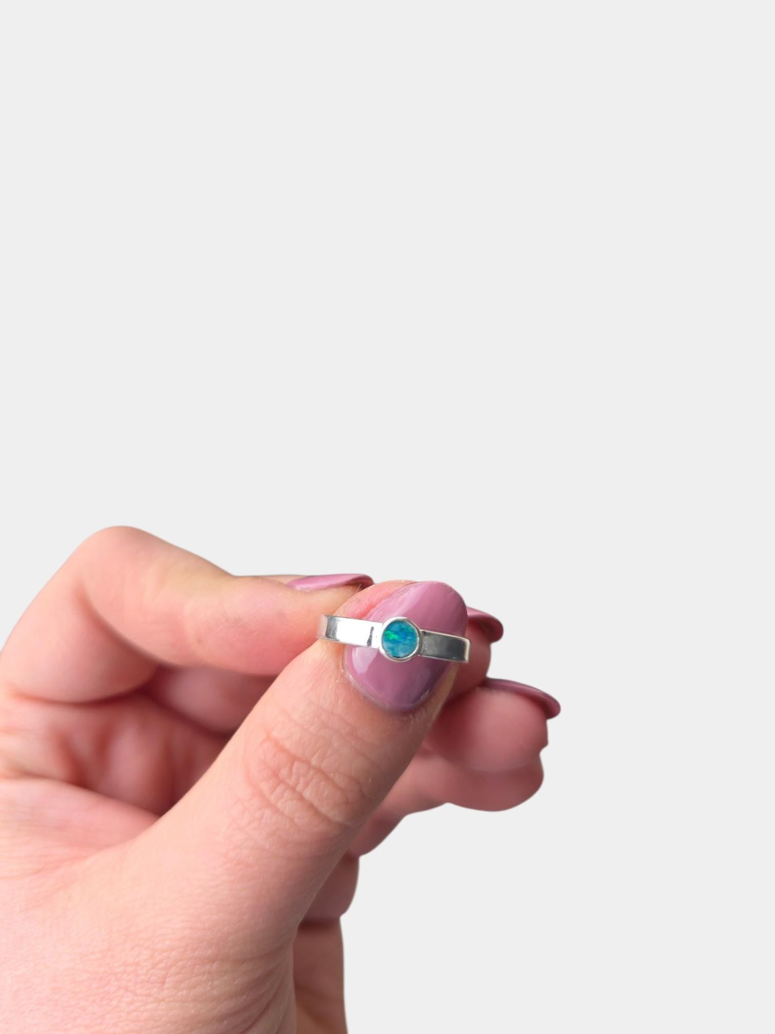 Australian opal ring | opal doublet | minimalist jewellery | handmade jewellery | statement ring | sterling silver ring