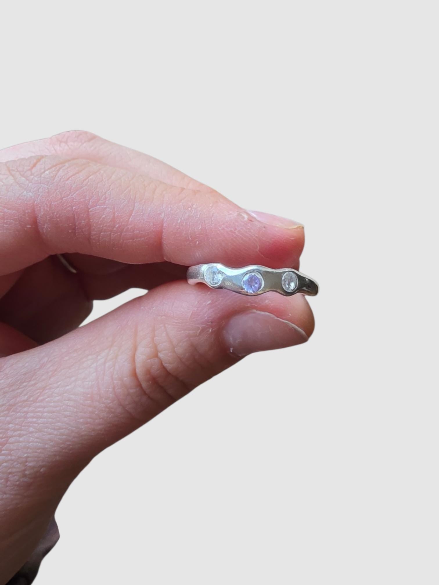 Fine Silver Ring | Organic Ring | Wave Ring | handmade ring | Cubic Zirconia Ring | Dainty Organic Ring | Gift For Her