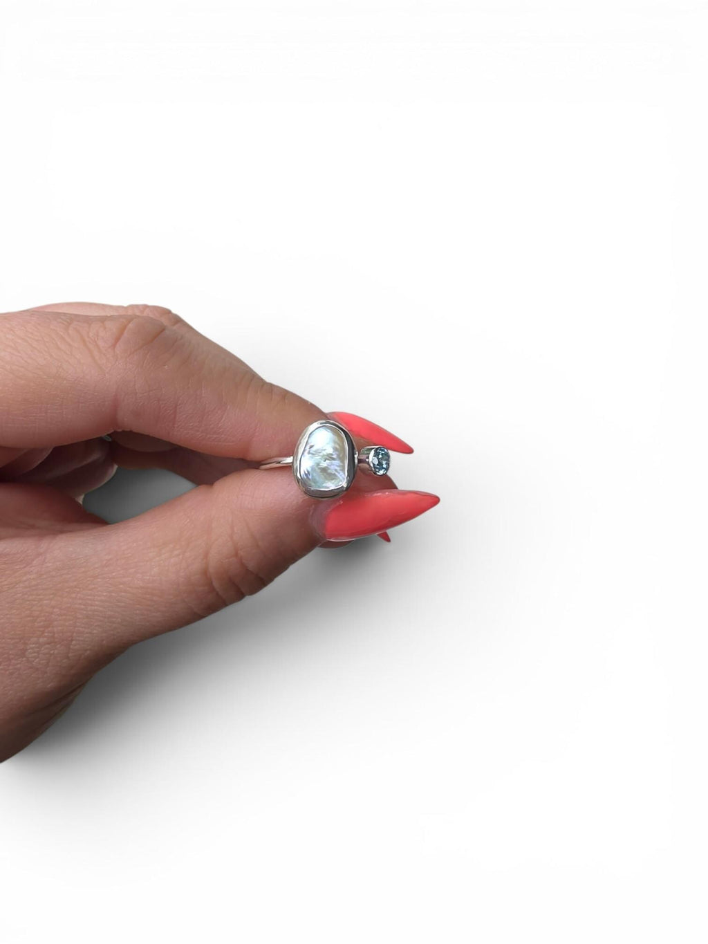 Pearl Ring | Sterling Silver Ring | Keishi Pearl | Keishi Pearl Ring | Handmade Silver Jewellery | Cubic Zirconia Ring | Stacking Ring