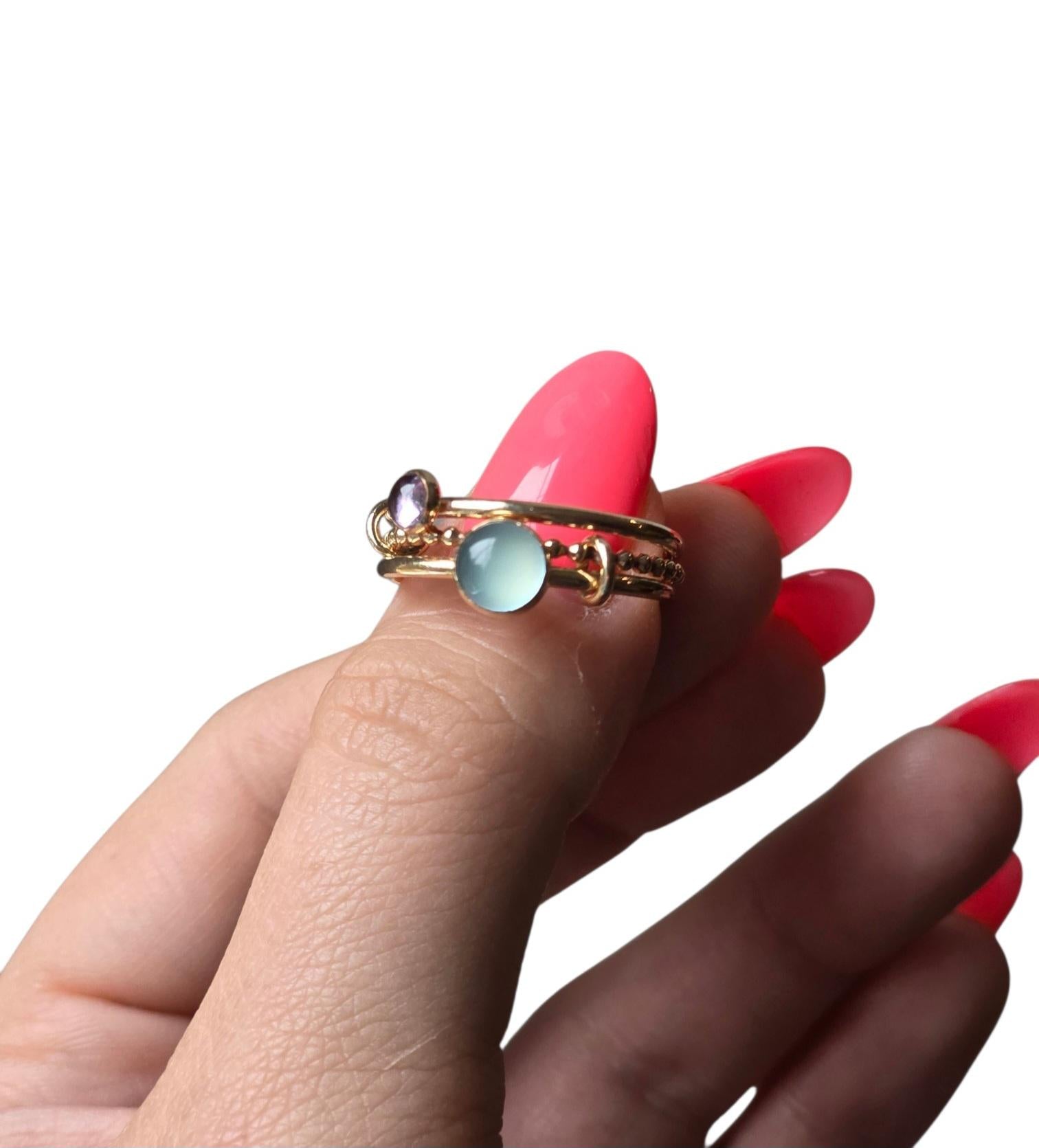 Gold Interlocking Ring | Gold Filled Ring | Chalcedony Gemstone | Lavender Amethyst | Interlocking Ring | Fidget Ring | Birthstone Ring