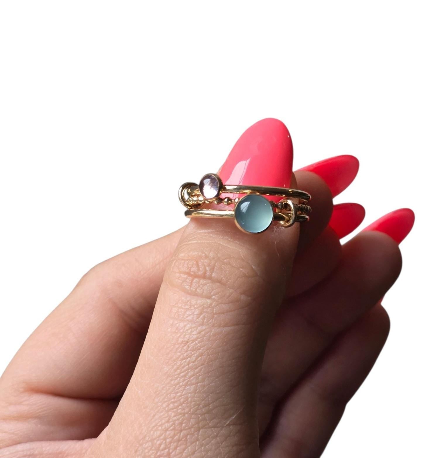Gold Interlocking Ring | Gold Filled Ring | Chalcedony Gemstone | Lavender Amethyst | Interlocking Ring | Fidget Ring | Birthstone Ring