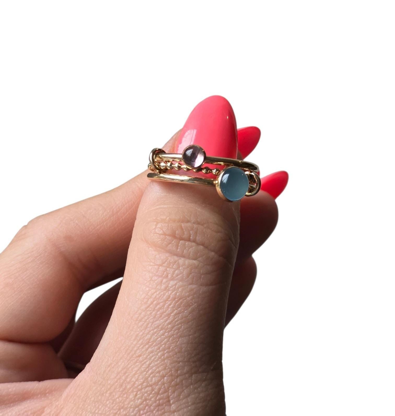 Gold Interlocking Ring | Gold Filled Ring | Chalcedony Gemstone | Lavender Amethyst | Interlocking Ring | Fidget Ring | Birthstone Ring