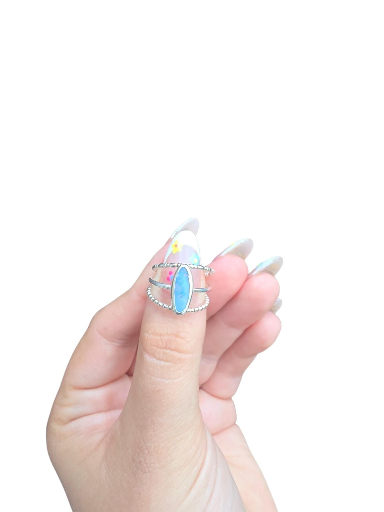 Australian Opal Ring | Stacking Rings | Boho Jewellery | Opal Jewellery | 925 Sterling Silver | Opal Ring | Birthstone Ring