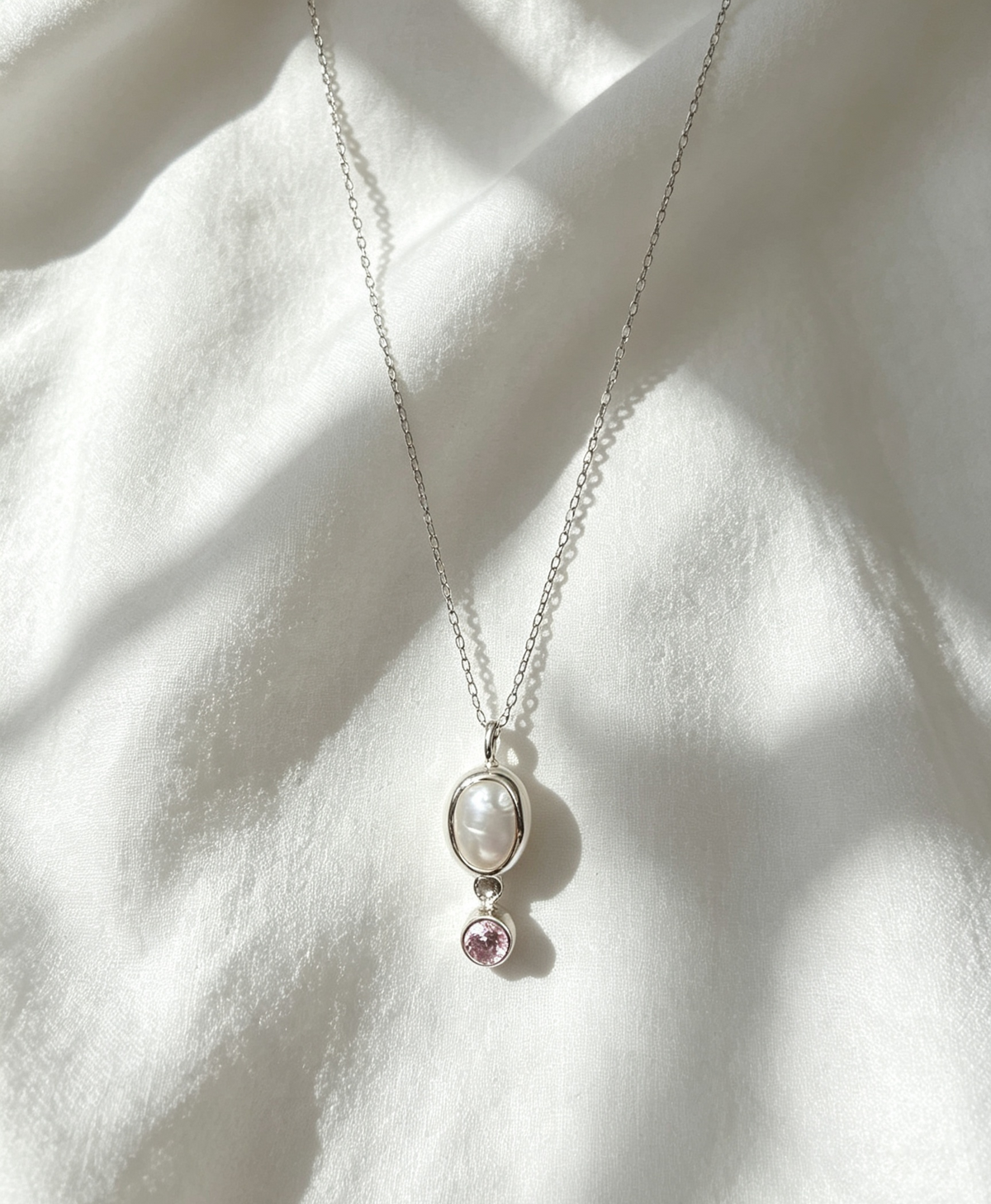 Pearl Necklace | Keishi Pearl | Sterling Silver Necklace | Handmade Silver Jewellery | Cubic Zirconia | Boho Jewellery