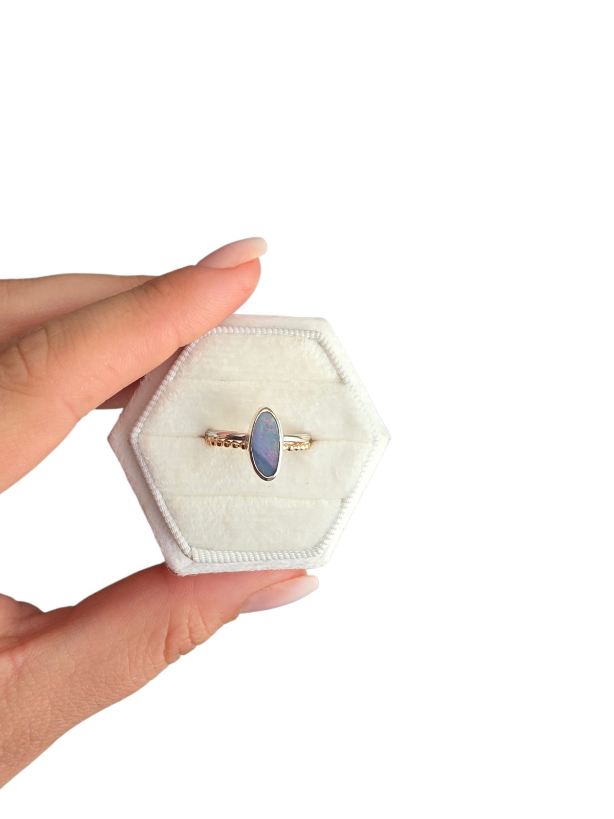 Australian Opal Doublet Ring – Recycled Sterling Silver