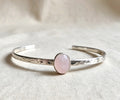 Rose Quartz Hammered Sterling Silver Cuff Bangle